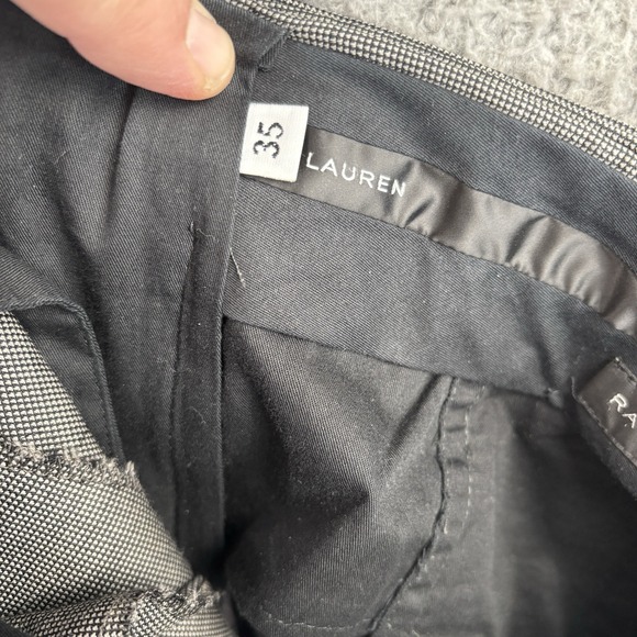 Ralph Lauren Black Label Dress Pants Size 35 Gray Birdseye Adjustable Waist Flat - Picture 9 of 11